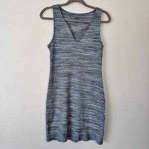 American Eagle AEO Dress Stretch Jersey Knit Ribbed Blue Heathered Comfy Sz L